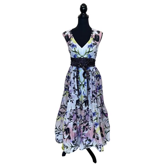Bibhu Mohapatra Floral Tiered Ruffle Maxi Dress XS Cottage Cotton Sundress $475 - Picture 8 of 12